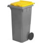 Contentor Lixo 2 Rodas Fundo Preto Com Tampa Amarelo (120 Litros)