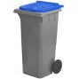 Contentor Lixo 2 Rodas Fundo Preto Com Tampa Azul (120 Litros)